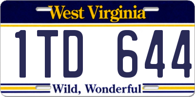 WV license plate 1TD644