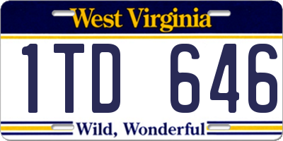 WV license plate 1TD646