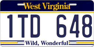 WV license plate 1TD648