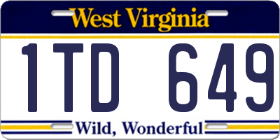 WV license plate 1TD649