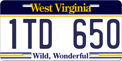 WV license plate 1TD650