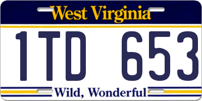 WV license plate 1TD653