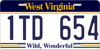 WV license plate 1TD654