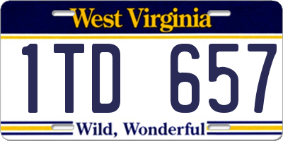 WV license plate 1TD657