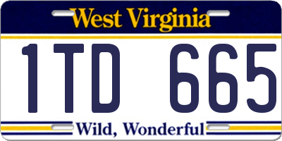WV license plate 1TD665