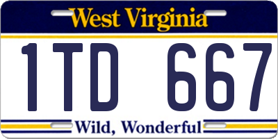 WV license plate 1TD667