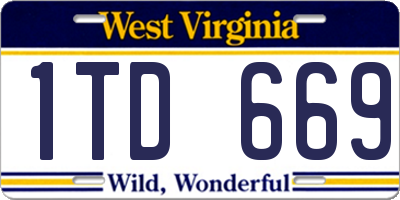 WV license plate 1TD669