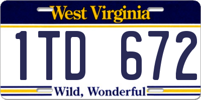 WV license plate 1TD672