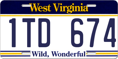 WV license plate 1TD674