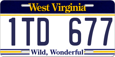 WV license plate 1TD677