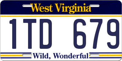 WV license plate 1TD679