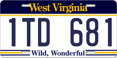 WV license plate 1TD681