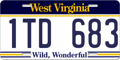 WV license plate 1TD683