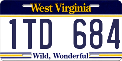 WV license plate 1TD684