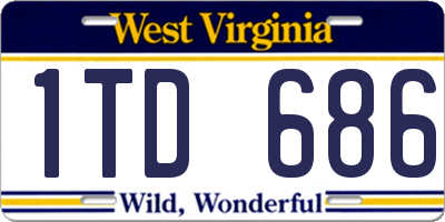 WV license plate 1TD686