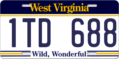 WV license plate 1TD688