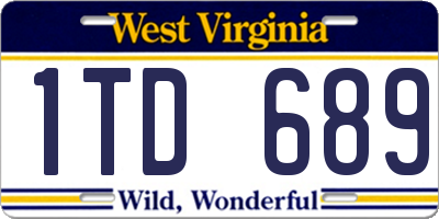 WV license plate 1TD689