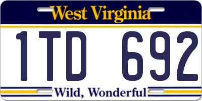 WV license plate 1TD692