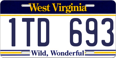 WV license plate 1TD693