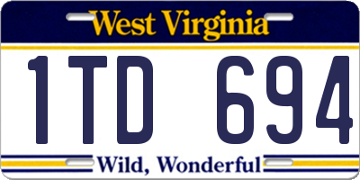 WV license plate 1TD694