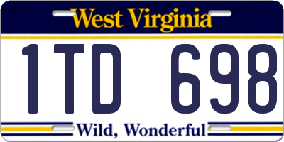 WV license plate 1TD698