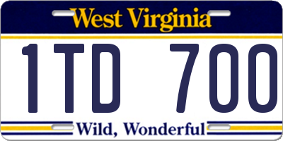 WV license plate 1TD700