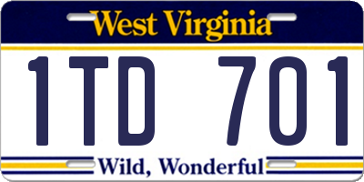 WV license plate 1TD701