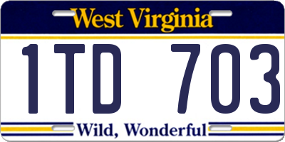 WV license plate 1TD703