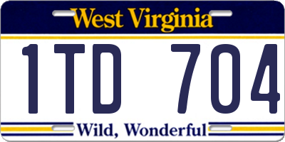 WV license plate 1TD704