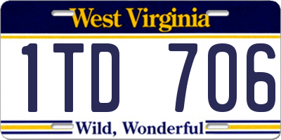 WV license plate 1TD706