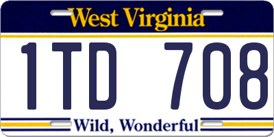 WV license plate 1TD708