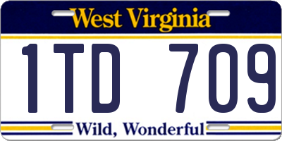 WV license plate 1TD709