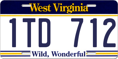 WV license plate 1TD712