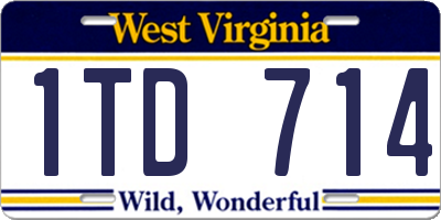WV license plate 1TD714