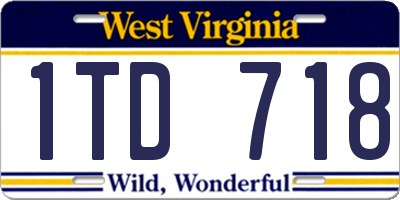 WV license plate 1TD718