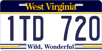 WV license plate 1TD720