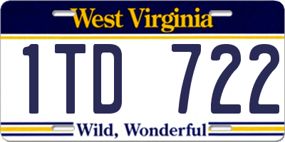 WV license plate 1TD722