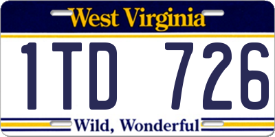 WV license plate 1TD726