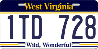 WV license plate 1TD728