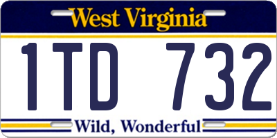 WV license plate 1TD732