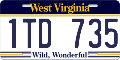 WV license plate 1TD735