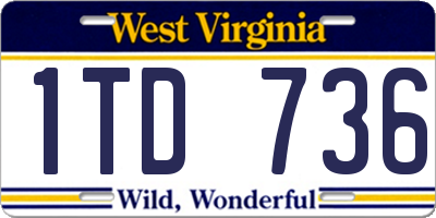 WV license plate 1TD736