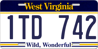 WV license plate 1TD742