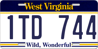 WV license plate 1TD744