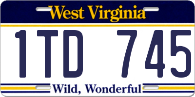 WV license plate 1TD745