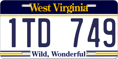 WV license plate 1TD749