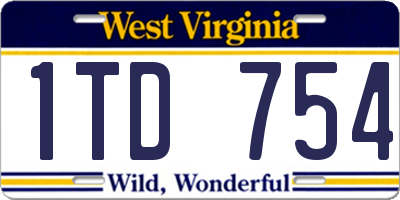 WV license plate 1TD754