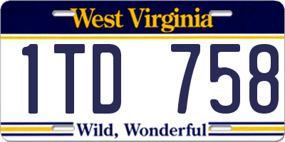 WV license plate 1TD758