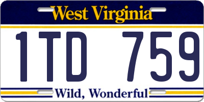 WV license plate 1TD759