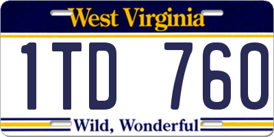 WV license plate 1TD760